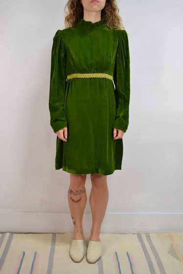 Sixties Olive Green Velvet Dress