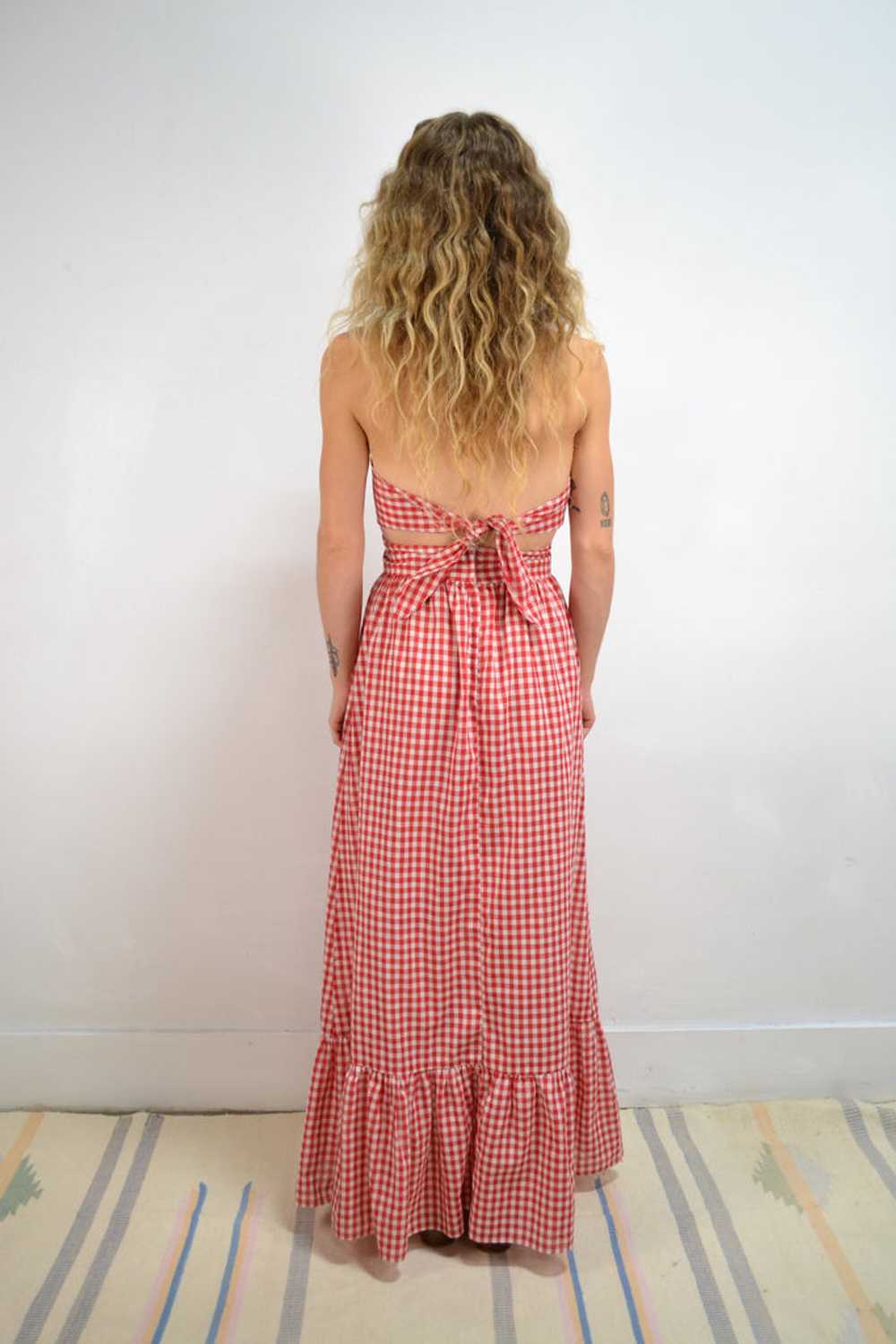 Joy Stevens Gingham Halter Dress - image 3