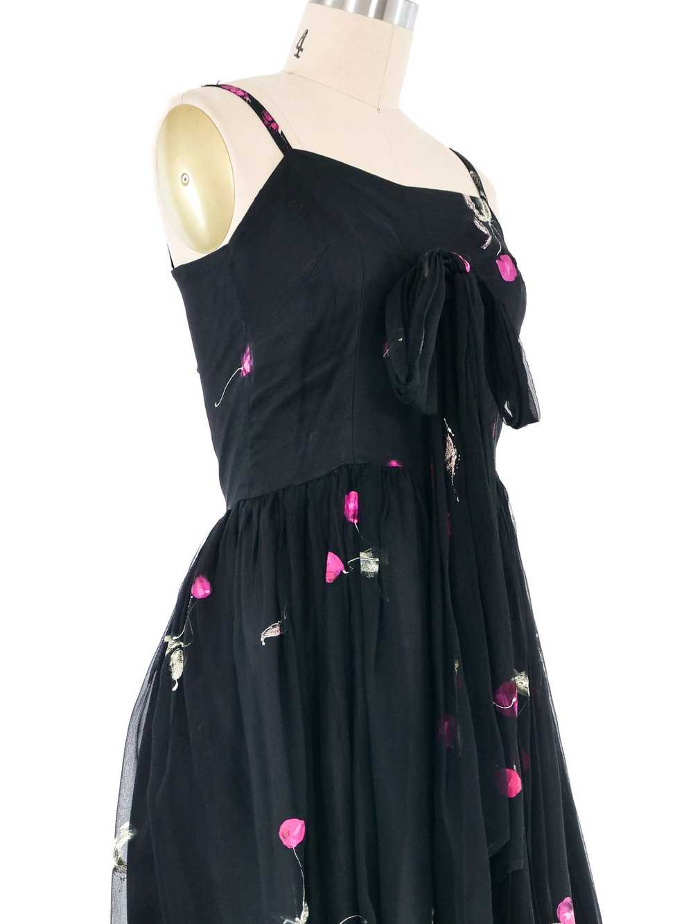 1950s Hand Painted Cherry Cocktail Dress - image 2