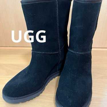 UGG black suede sheepskin boots size 23.5cm - image 1