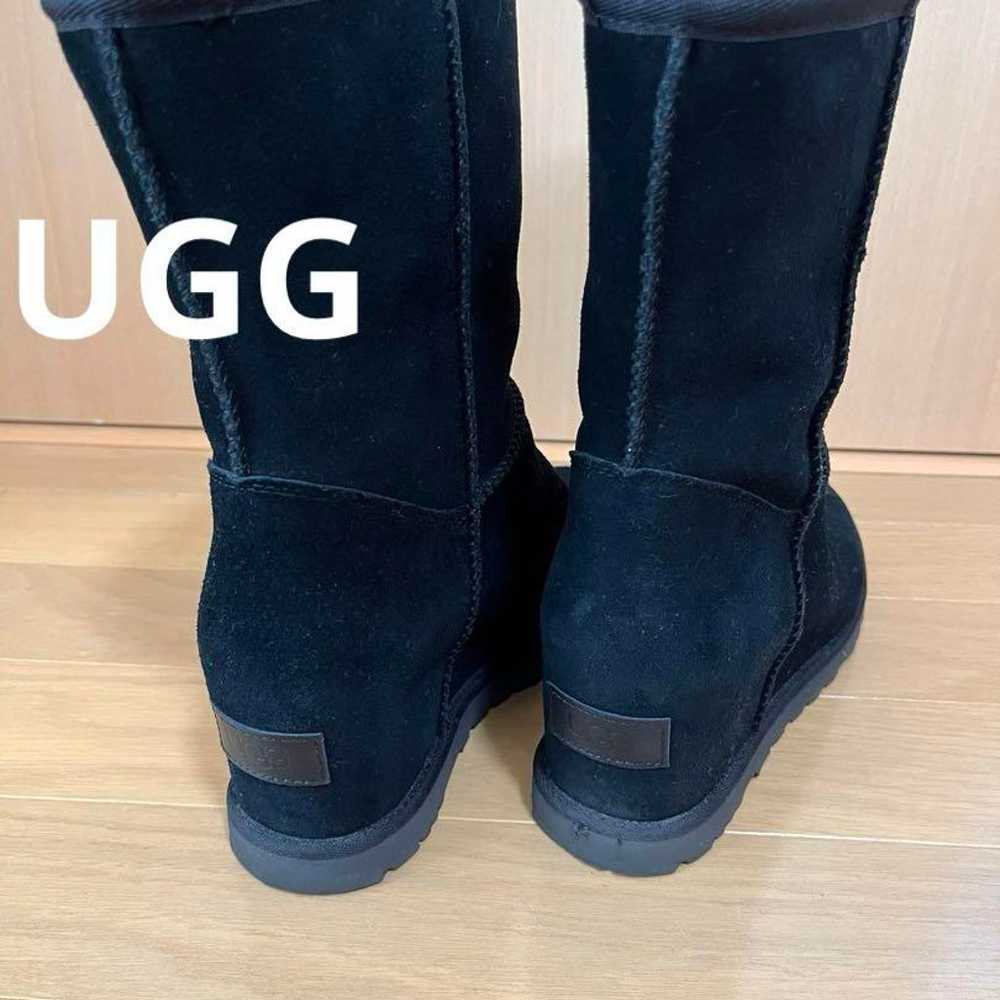 UGG black suede sheepskin boots size 23.5cm - image 2