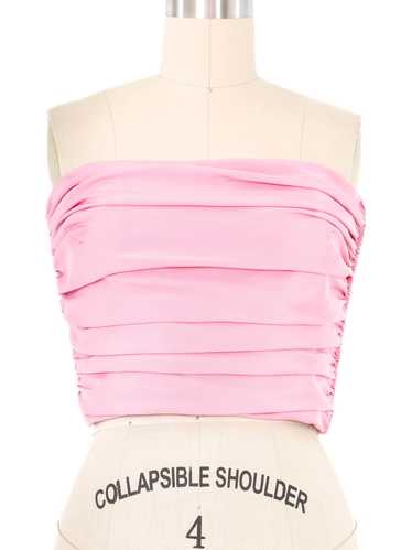 Carolyn Roehm Pink Ruched Bandeau Top