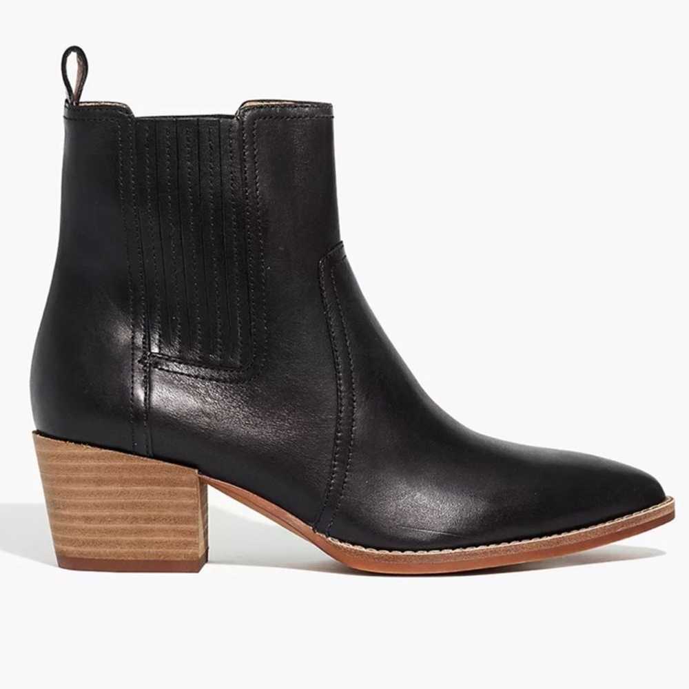 NEW Madewell The Western Ankle Boot in Black Leat… - image 2