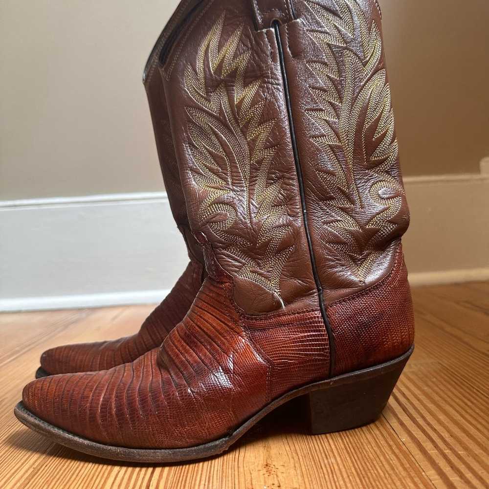 Justin brown leather cowboy boots SIZE 6.5B - image 7