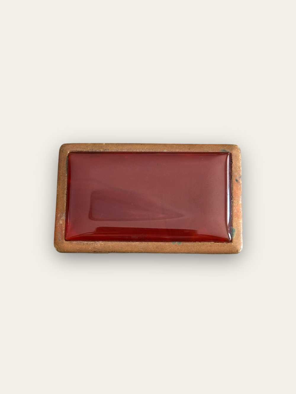 Vintage 1970’s Carnelian Brass Belt Buckle - image 1