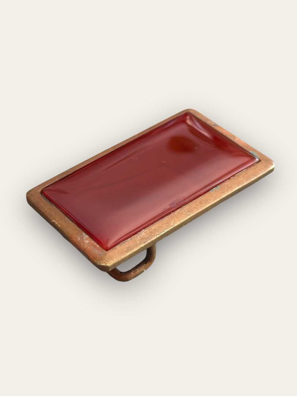 Vintage 1970’s Carnelian Brass Belt Buckle - image 2