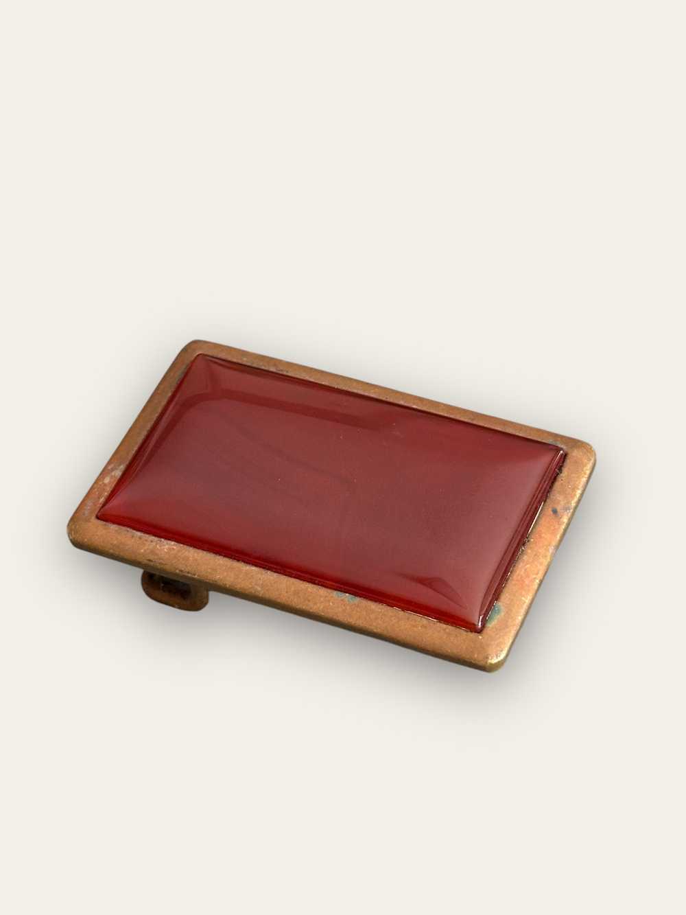 Vintage 1970’s Carnelian Brass Belt Buckle - image 3