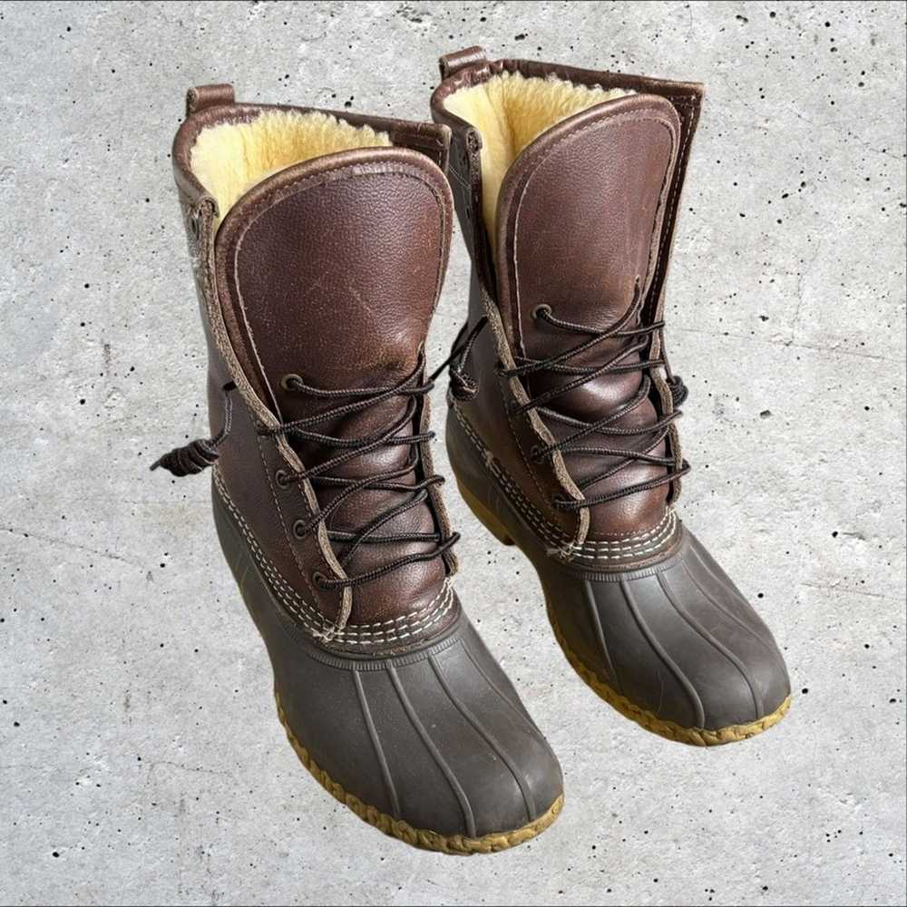 L.L. Bean brown leather shearling lined Bean boot… - image 5