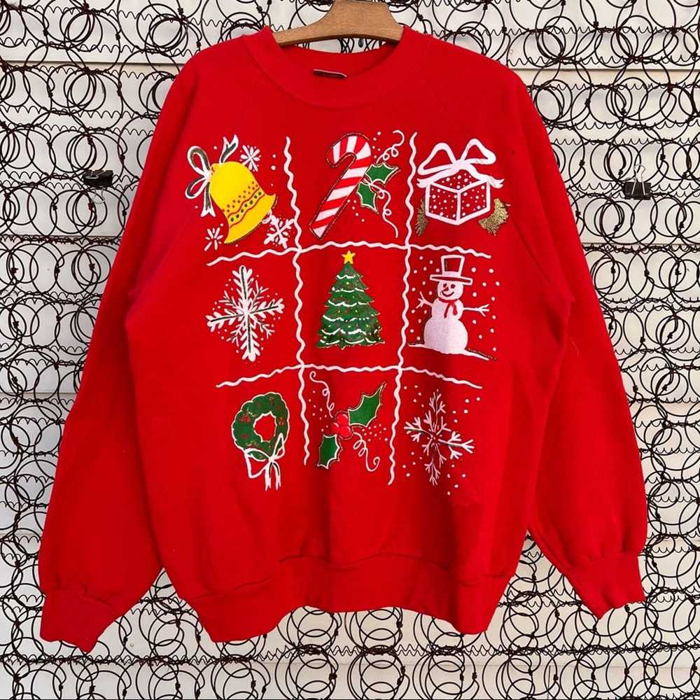 Vintage Vintage 90s Ugly Christmas tic tac toe sw… - image 1