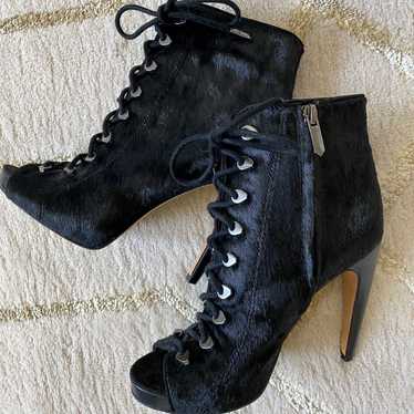 Sam Edelman Karmen Black Calf Hair Lace-up Open T… - image 1