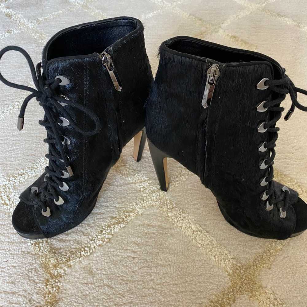 Sam Edelman Karmen Black Calf Hair Lace-up Open T… - image 3