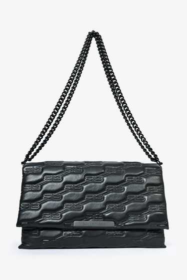 Balenciaga Black Embossed Leather Medium Triplet S