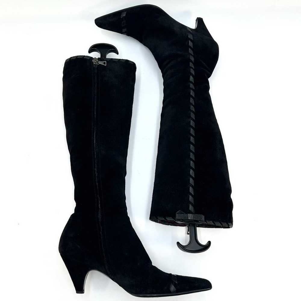 PRADA Long Boots Suede Braided Ribbon Side Zip - image 10