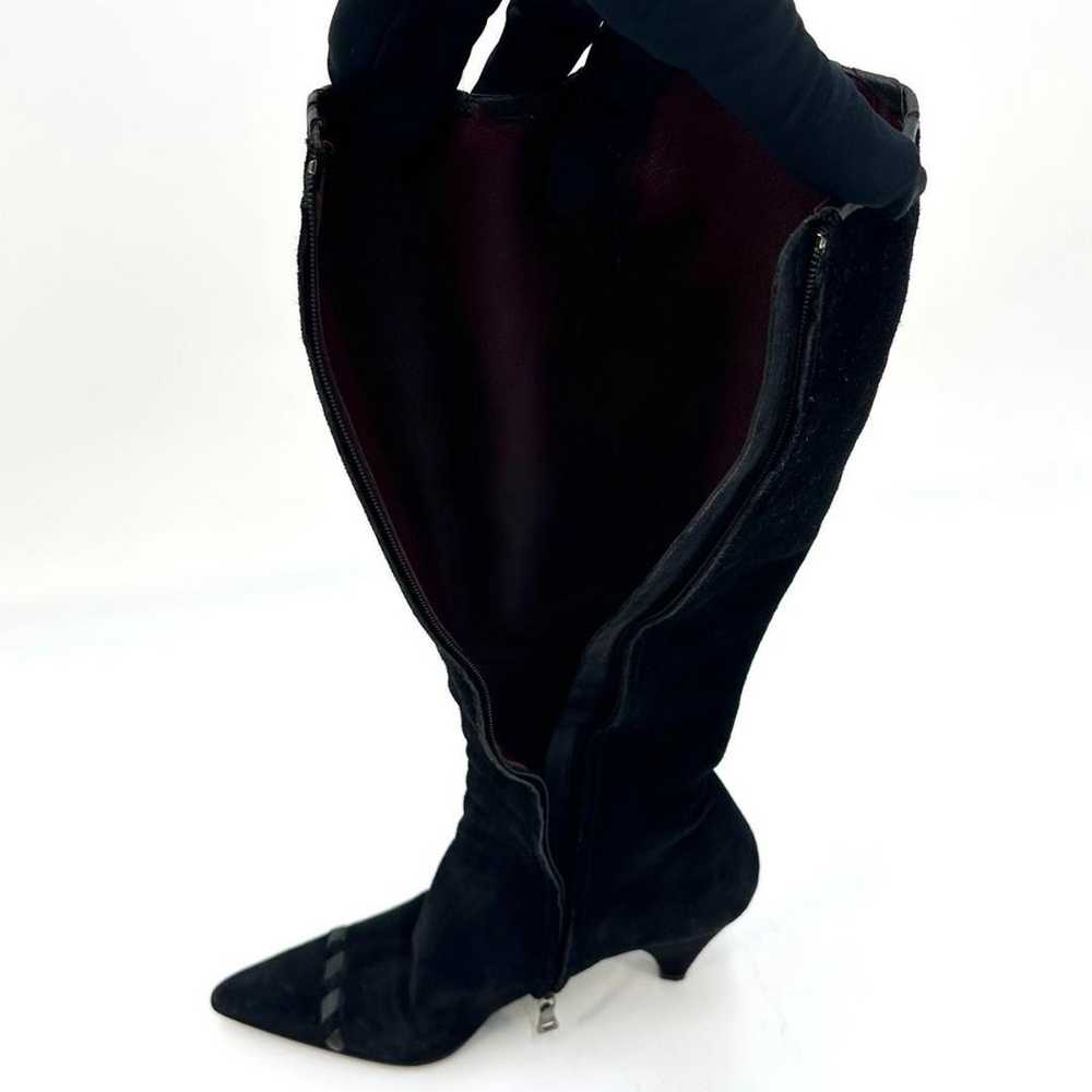 PRADA Long Boots Suede Braided Ribbon Side Zip - image 11