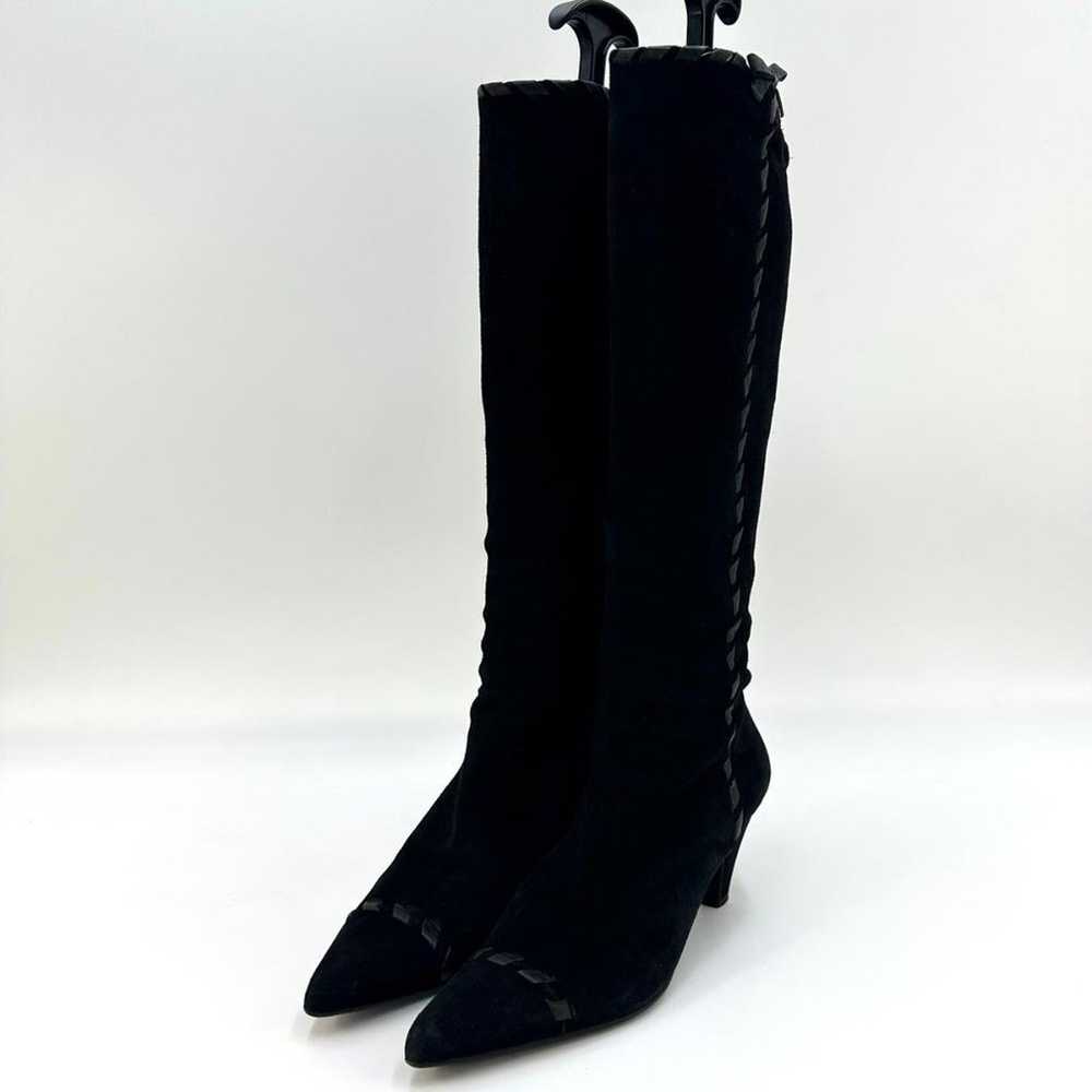 PRADA Long Boots Suede Braided Ribbon Side Zip - image 2