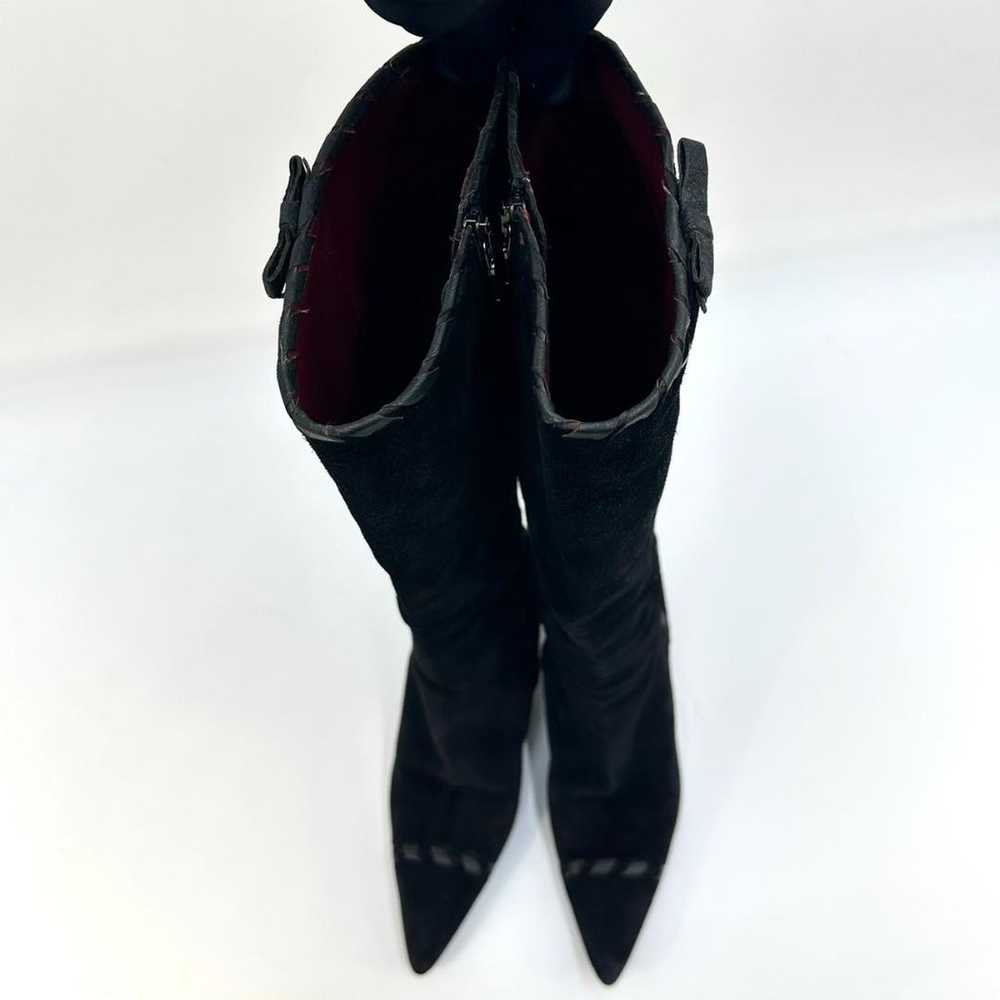 PRADA Long Boots Suede Braided Ribbon Side Zip - image 5