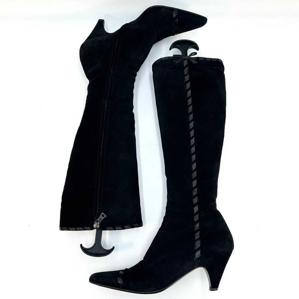 PRADA Long Boots Suede Braided Ribbon Side Zip - image 9