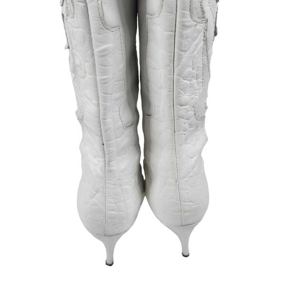 Vintage Wild Pair White Mid Calf Cowboy Boots Tex… - image 5