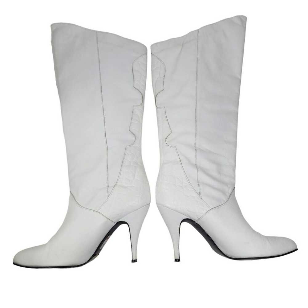 Vintage Wild Pair White Mid Calf Cowboy Boots Tex… - image 7