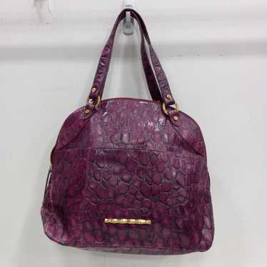 Elaine Turner Purple Croc Embossed Handbag - image 1