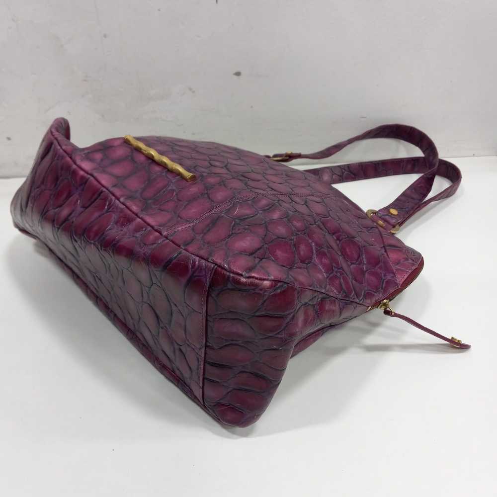 Elaine Turner Purple Croc Embossed Handbag - image 3