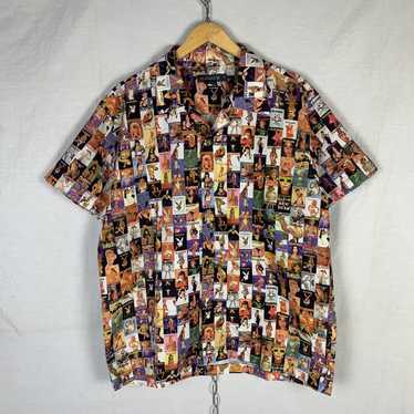 Rare Vintage Playboy Men's hot Centerfold Magazine Covers Button Up Shirt Size XL