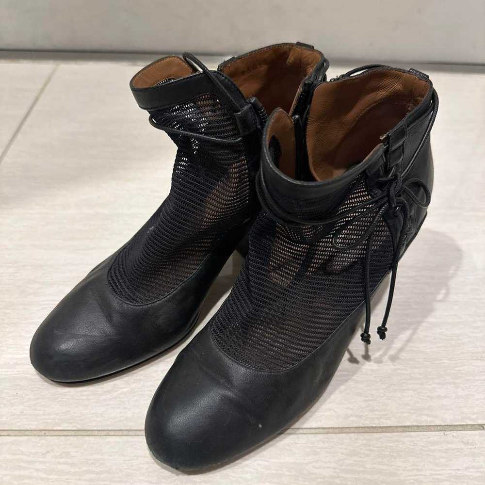 Emporio Armani Black Leather Mesh High-Top Boots - image 1