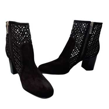 Aquatalia Black Suede Lasercut Ankle Boots - image 1