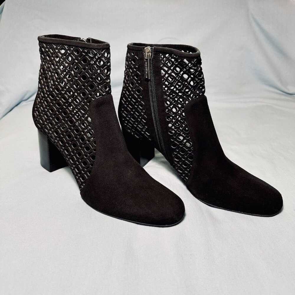 Aquatalia Black Suede Lasercut Ankle Boots - image 2