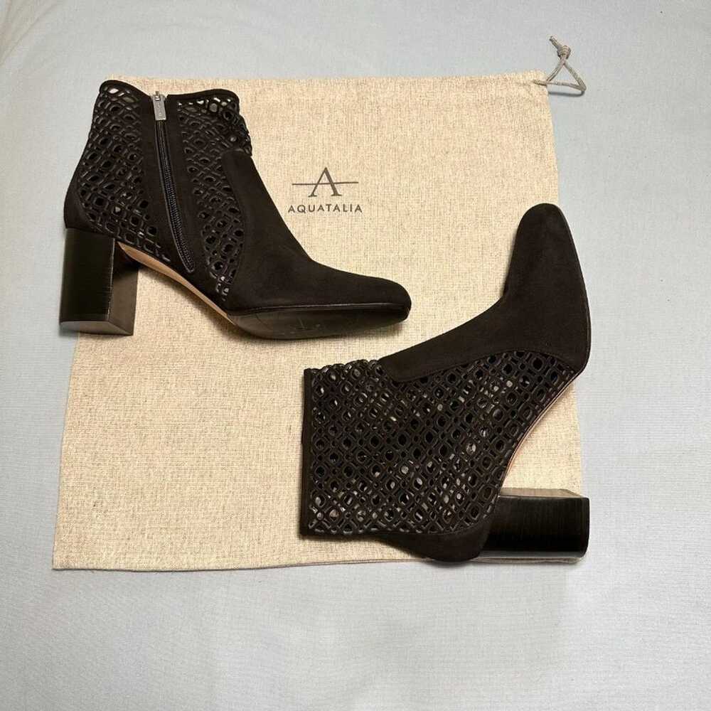 Aquatalia Black Suede Lasercut Ankle Boots - image 6