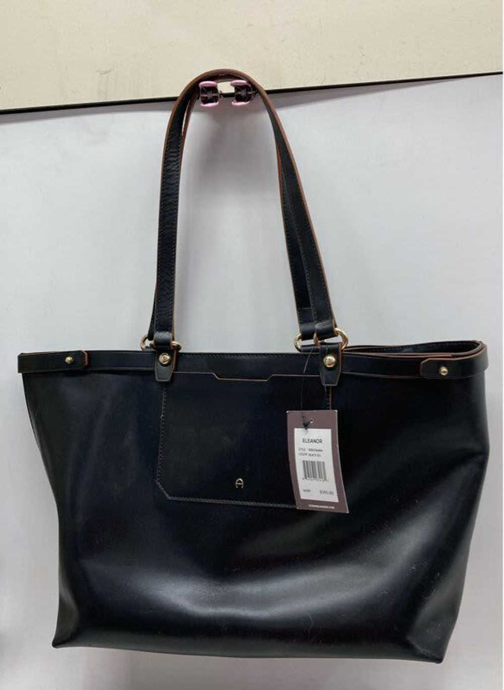 Etienne Aigner Black Leather Eleanor Tote Purse N… - image 1