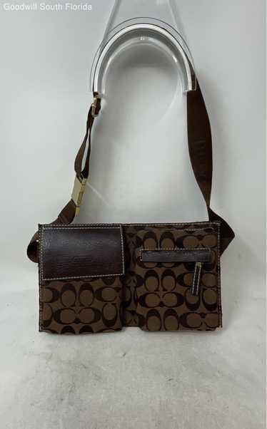 Coach Womens Brown Signature Adjustable Strap Zipp