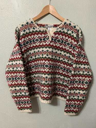 Coloured Cable Knit Sweater × Patterned Cardigans 