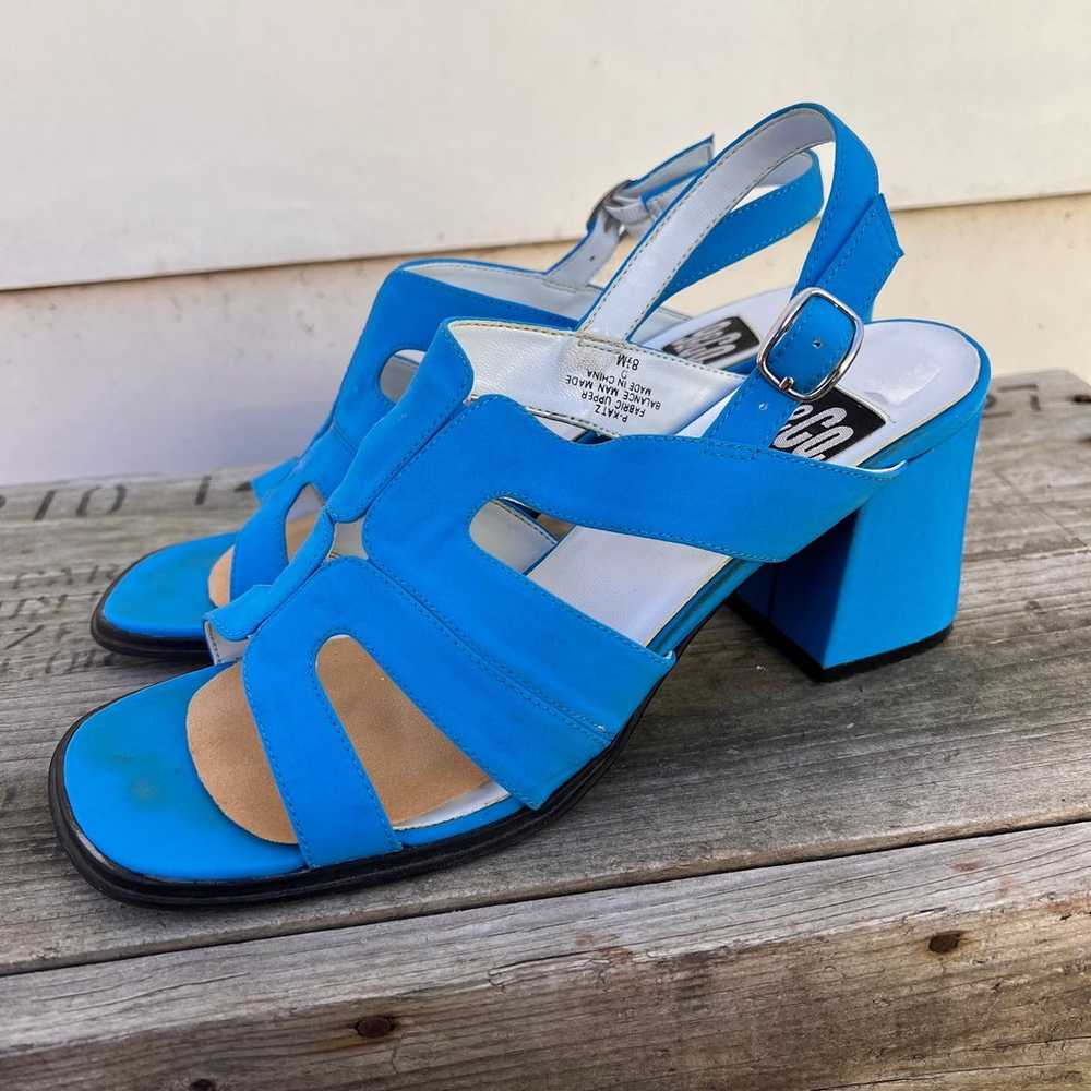 Vintage 90s Y2K 9&CO blue strappy chunky heels - image 5