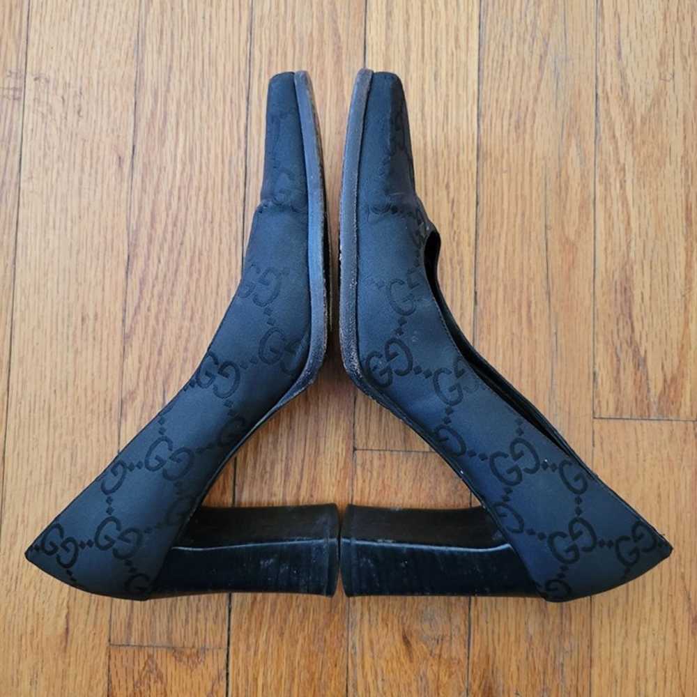 Vintage Gucci Black Block Heel Shoes 6.5B GG Logo… - image 10