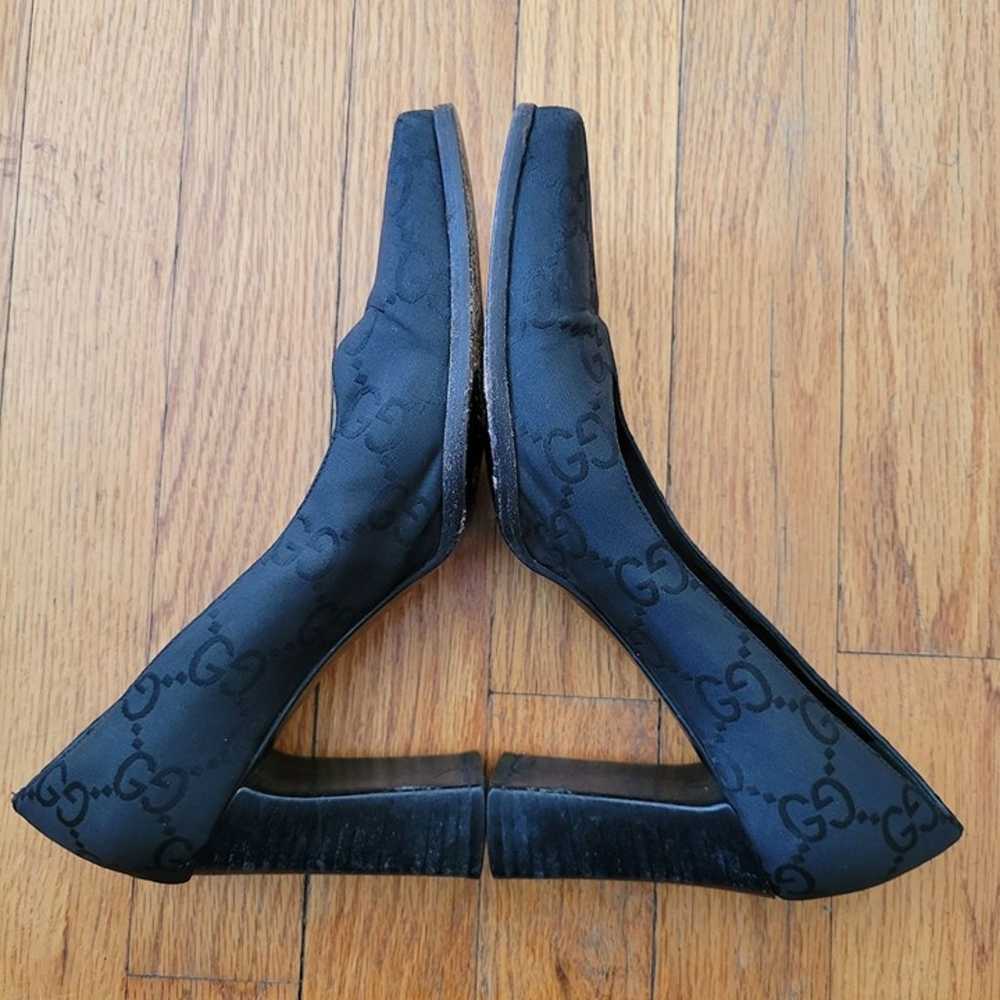 Vintage Gucci Black Block Heel Shoes 6.5B GG Logo… - image 11