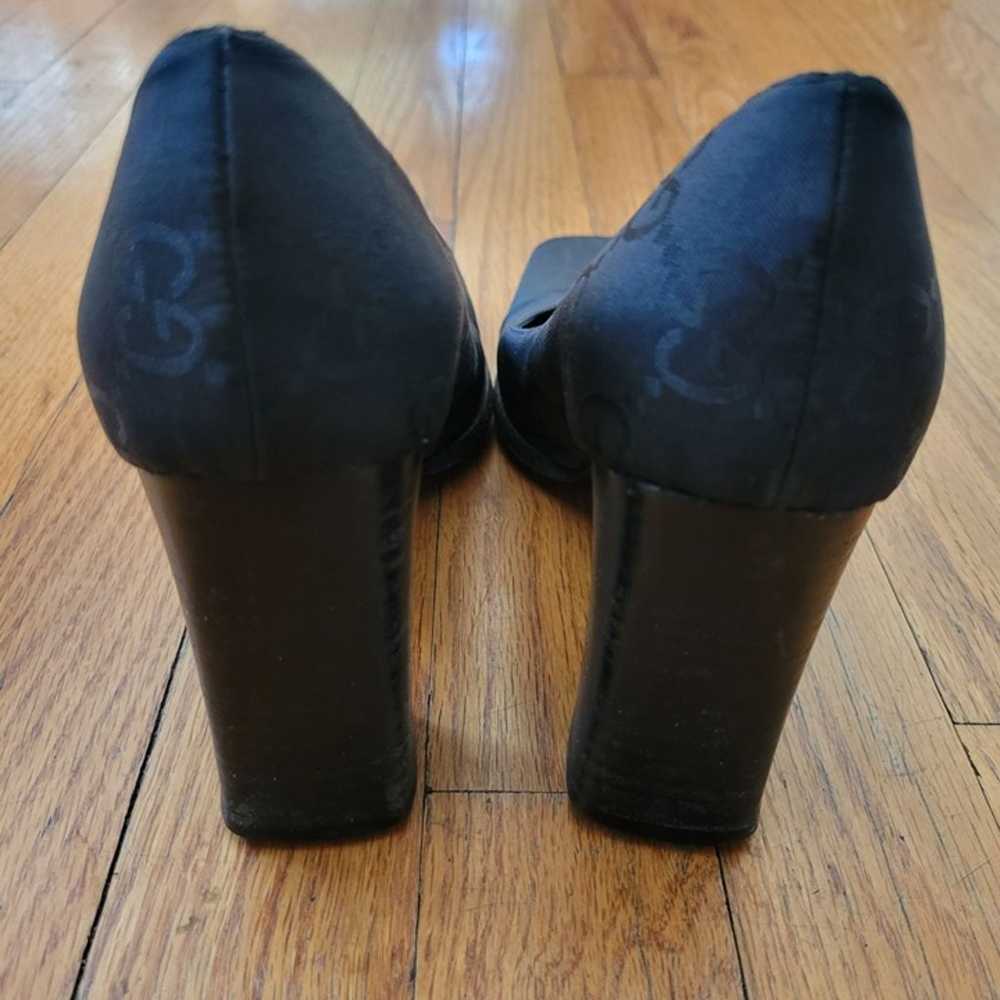 Vintage Gucci Black Block Heel Shoes 6.5B GG Logo… - image 3