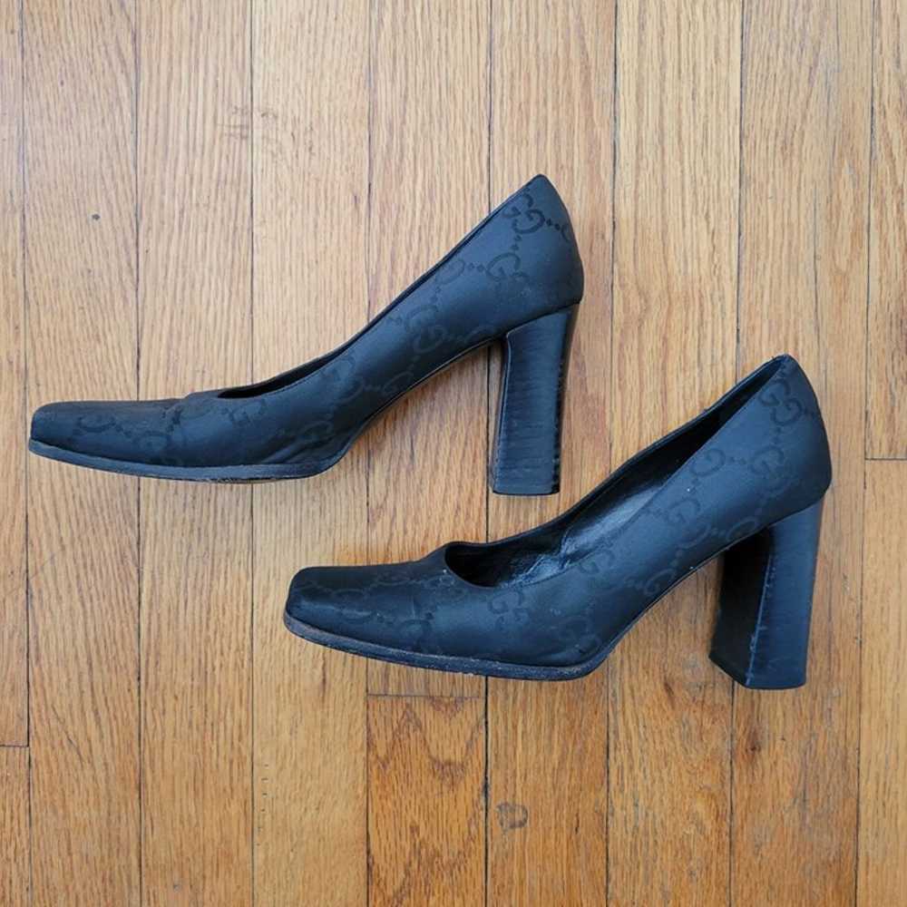 Vintage Gucci Black Block Heel Shoes 6.5B GG Logo… - image 8