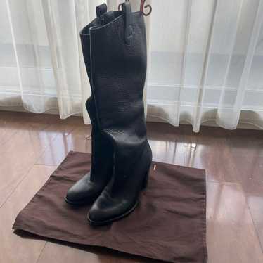 Gucci Black Leather Long Boots with Heel