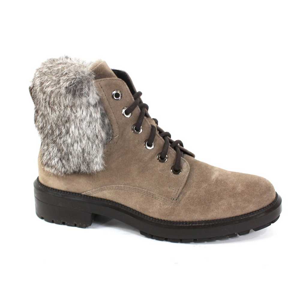 Aquatalia Lacy Suede Combat Boots Rabbit Fur Trim… - image 1