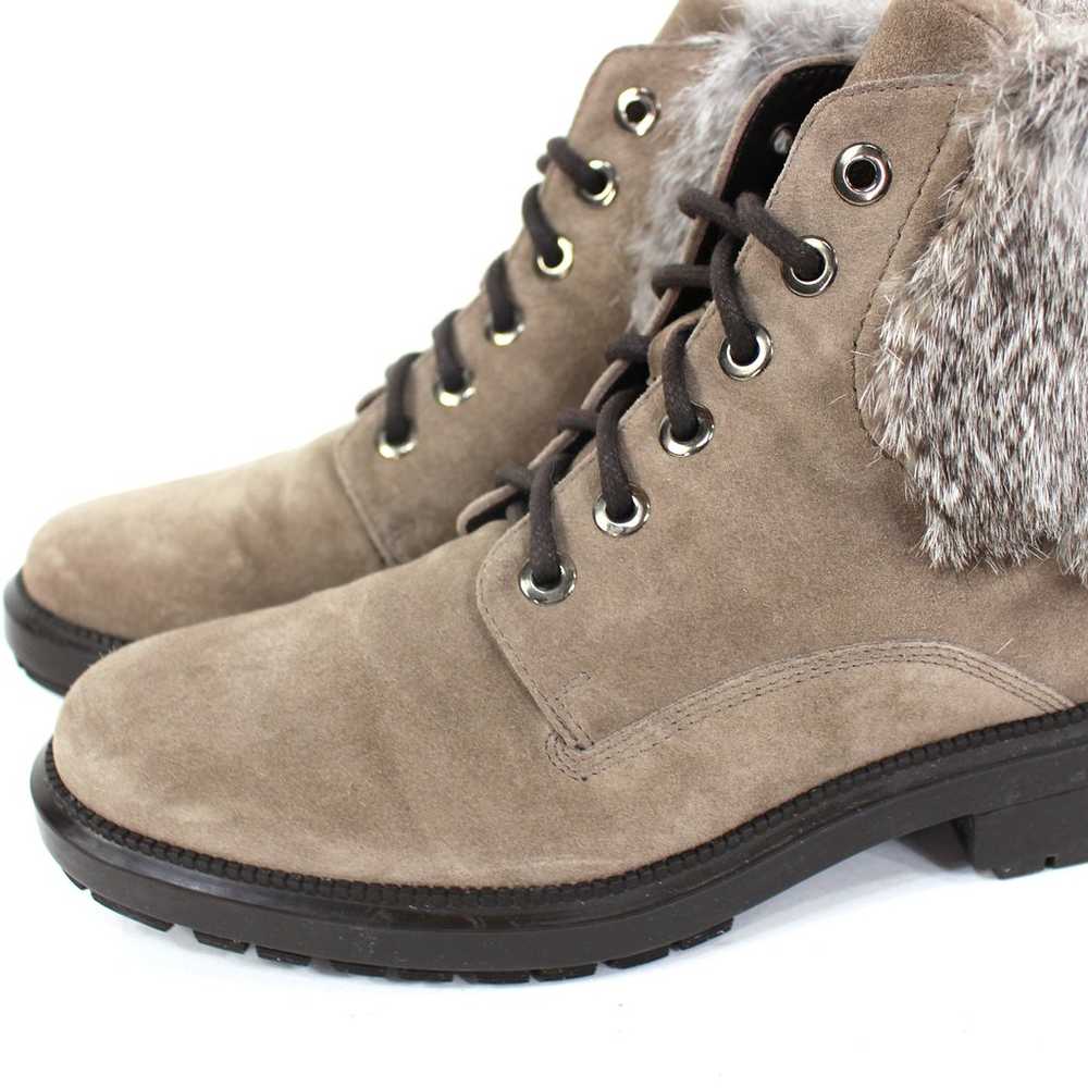 Aquatalia Lacy Suede Combat Boots Rabbit Fur Trim… - image 3