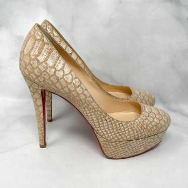 Christian Louboutin Bianca Snake Print Cork Platf… - image 1