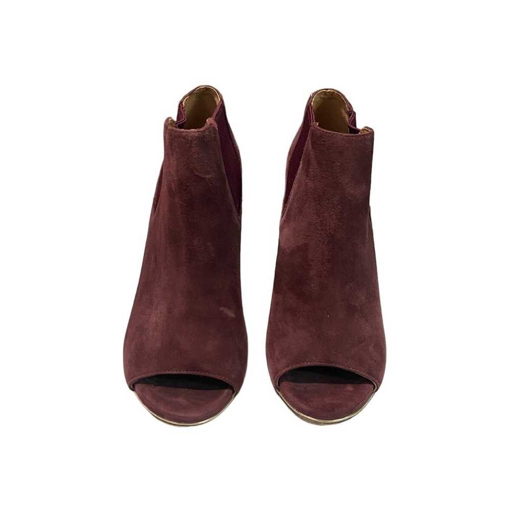 Coach Burgundy Suede Peep Toe Booties Size 7B Ela… - image 3