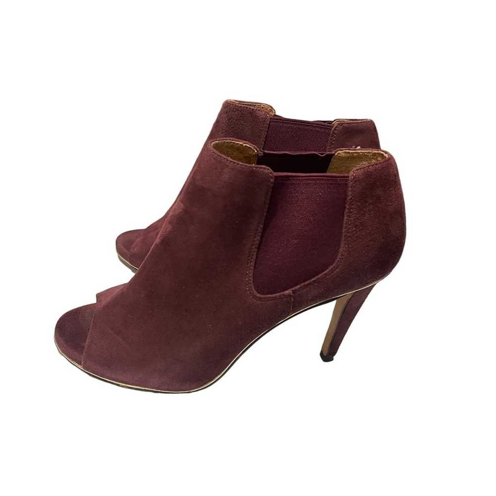 Coach Burgundy Suede Peep Toe Booties Size 7B Ela… - image 4