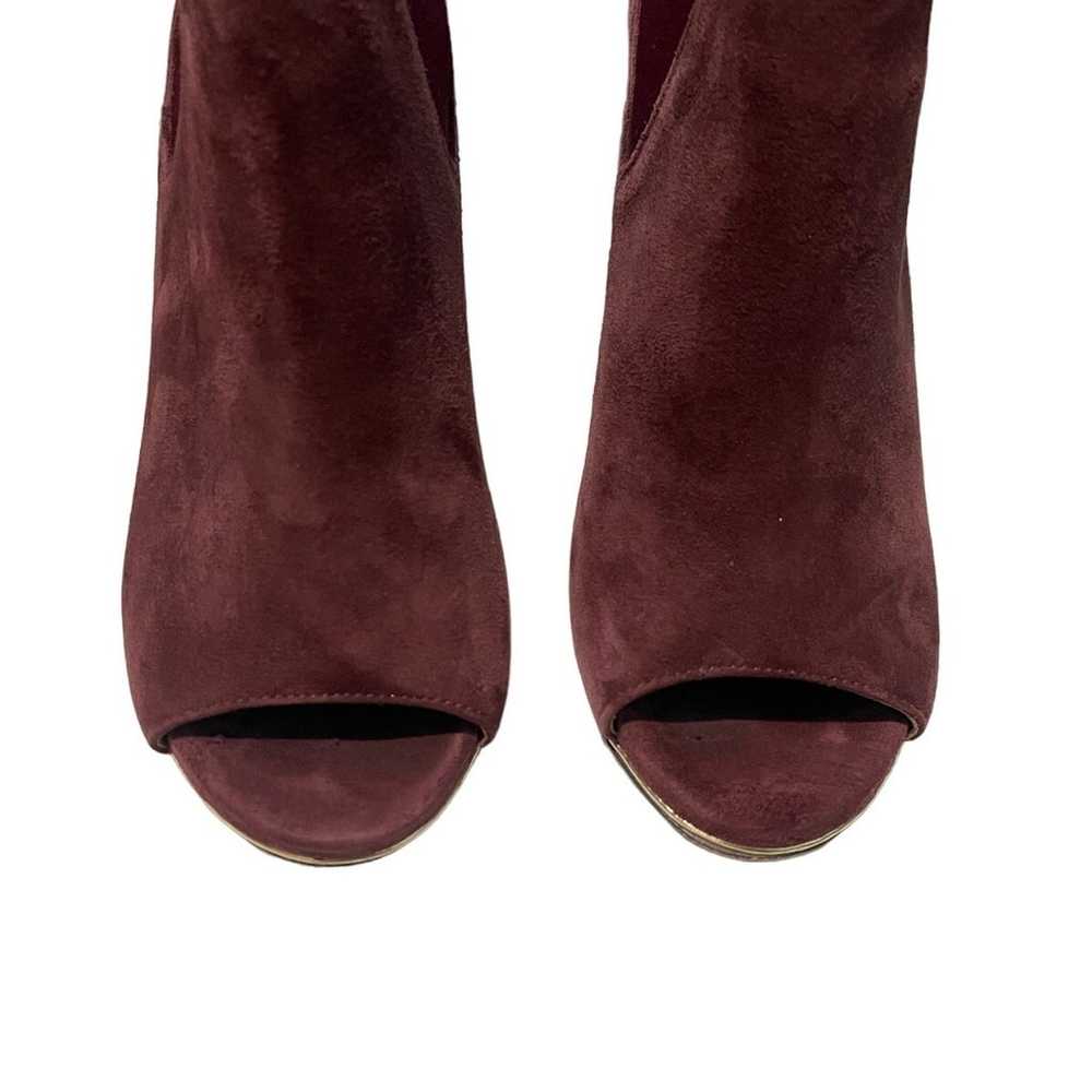 Coach Burgundy Suede Peep Toe Booties Size 7B Ela… - image 5