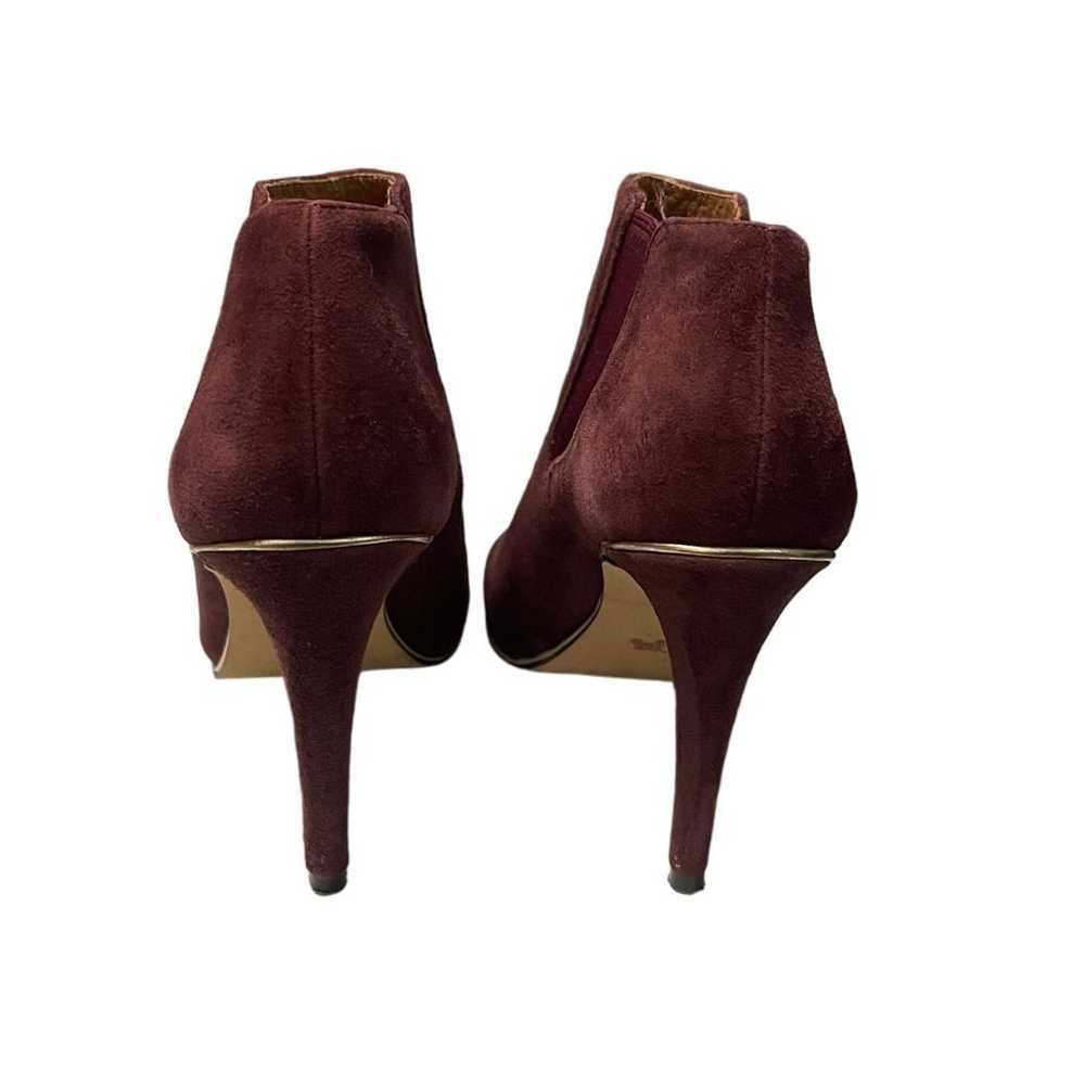 Coach Burgundy Suede Peep Toe Booties Size 7B Ela… - image 6