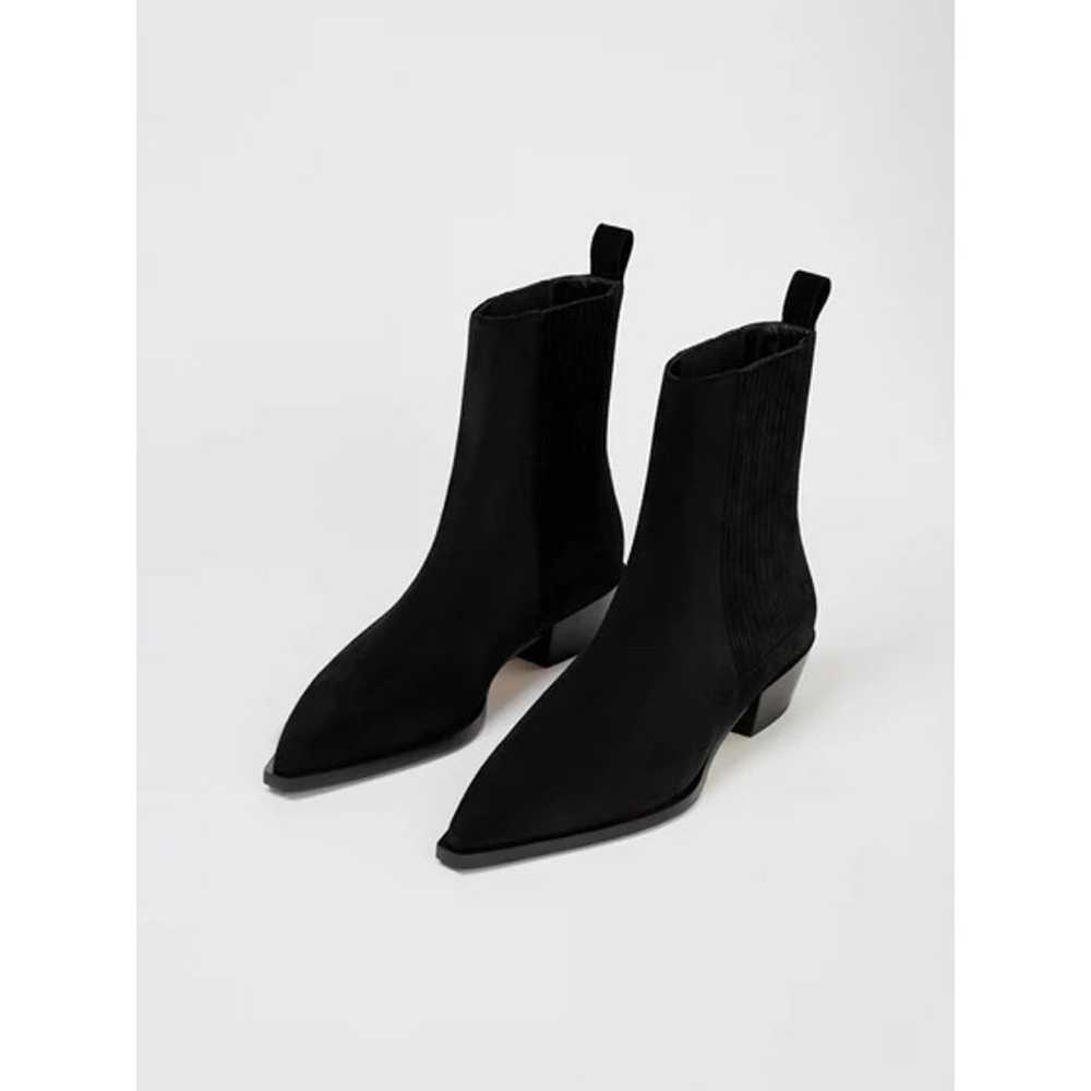 Aeyde Bea Black Block Heel Western Suede Cowboy B… - image 1