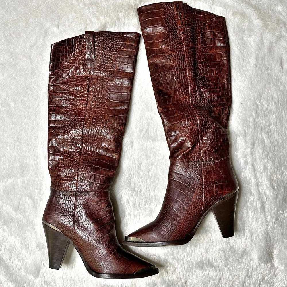 NEW Free People Stevie Brown Leather Knee High Bo… - image 4