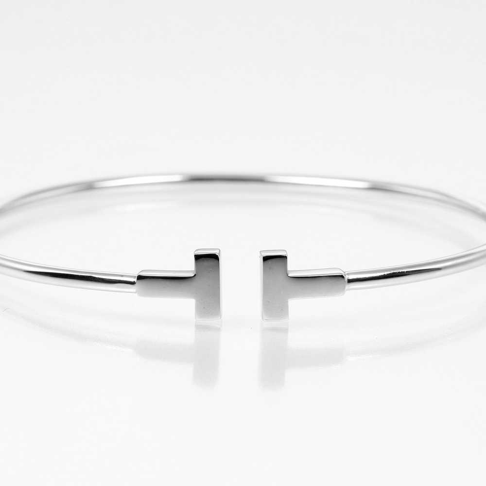 TIFFANY&Co. Bangle K18 white gold Silver T wire n… - image 5