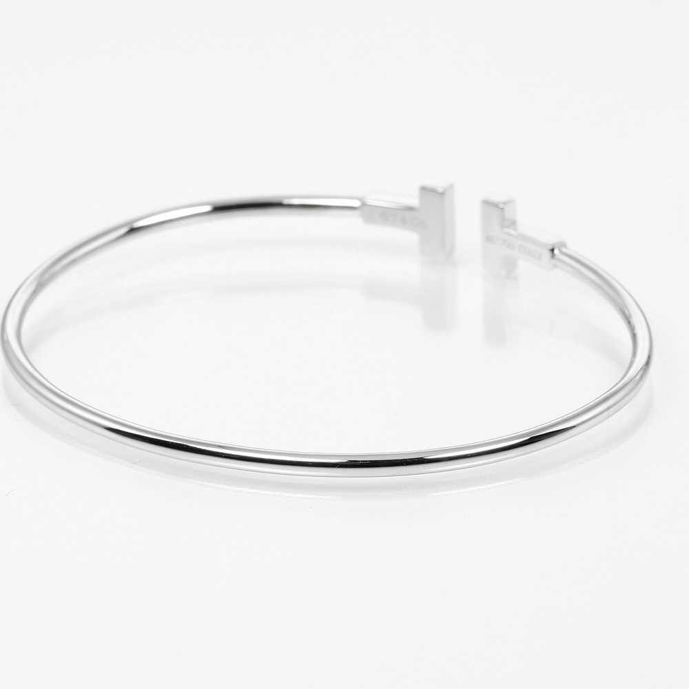 TIFFANY&Co. Bangle K18 white gold Silver T wire n… - image 7